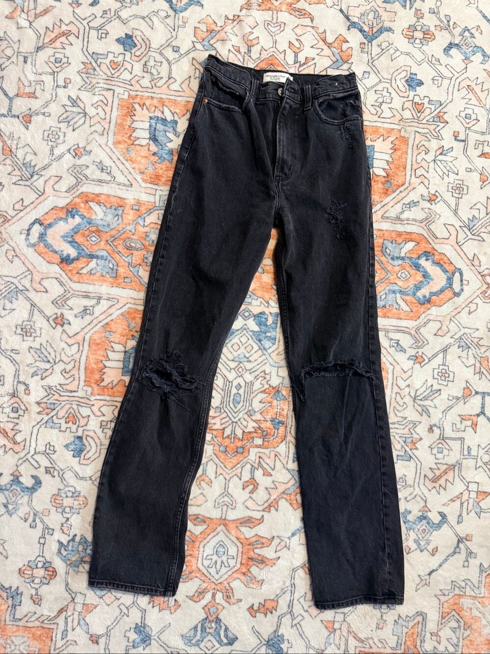 Abercrombie Fitch 90s Straight Ultra High Rise Jeans Sz 25 0 Black